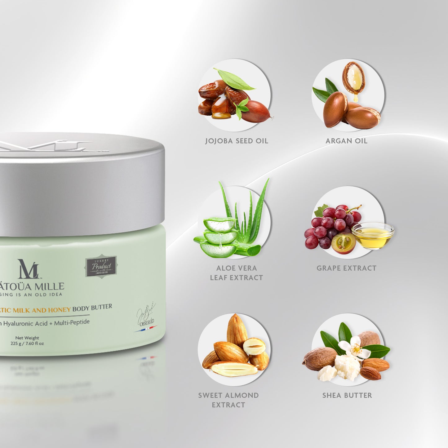 Hydra Silk Aromatic Milk and Honey Body Butter Enriched With Hyaluronic Acid + Multi-Peptide