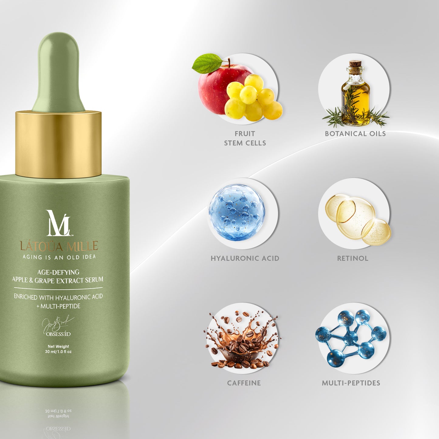 Age-Defying Apple & Grape Extract Serum Enriched With Hyaluronic Acid + Multi-Peptide