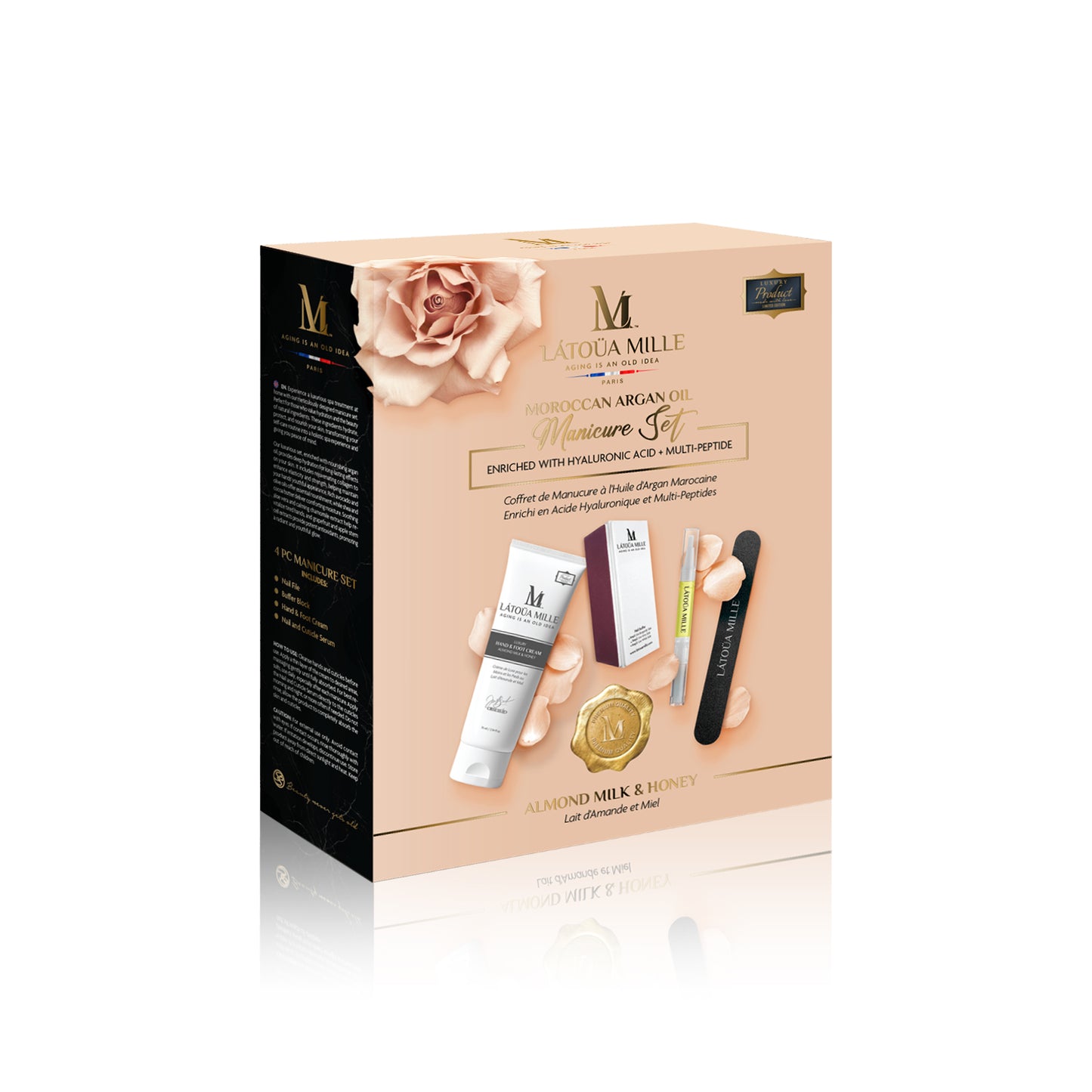 Moroccan Argan Oil Manicure Set Enriched with Hyaluronic Acid and Multi-Peptide (Almond Milk and Honey)