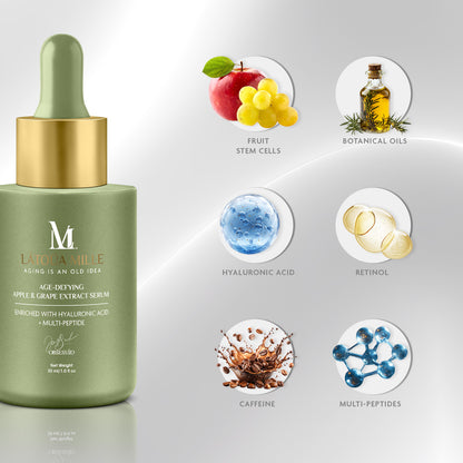 Age-Defying Apple & Grape Extract Serum  Enriched With Hyaluronic Acid + Multi-Peptide