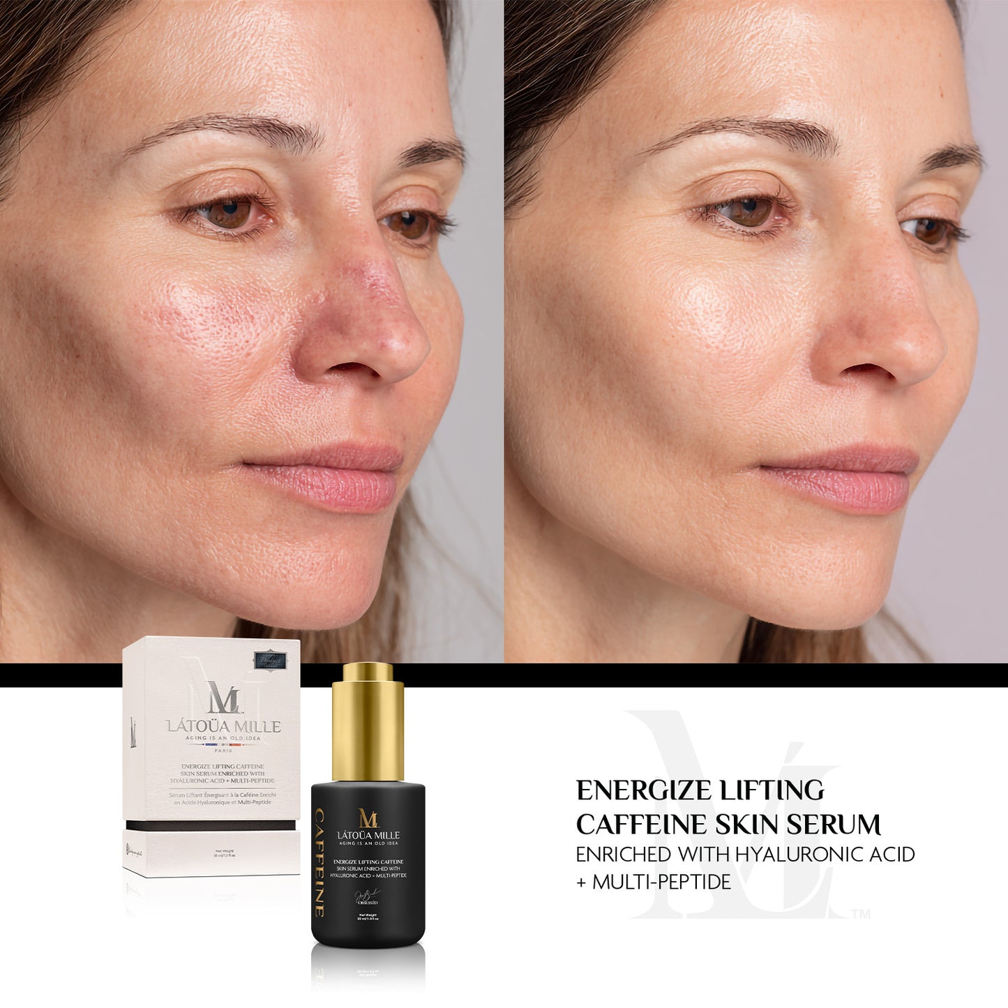 Energize Lifting Caffeine Skin Serum Enriched with Hyaluronic Acid + Multi-Peptide