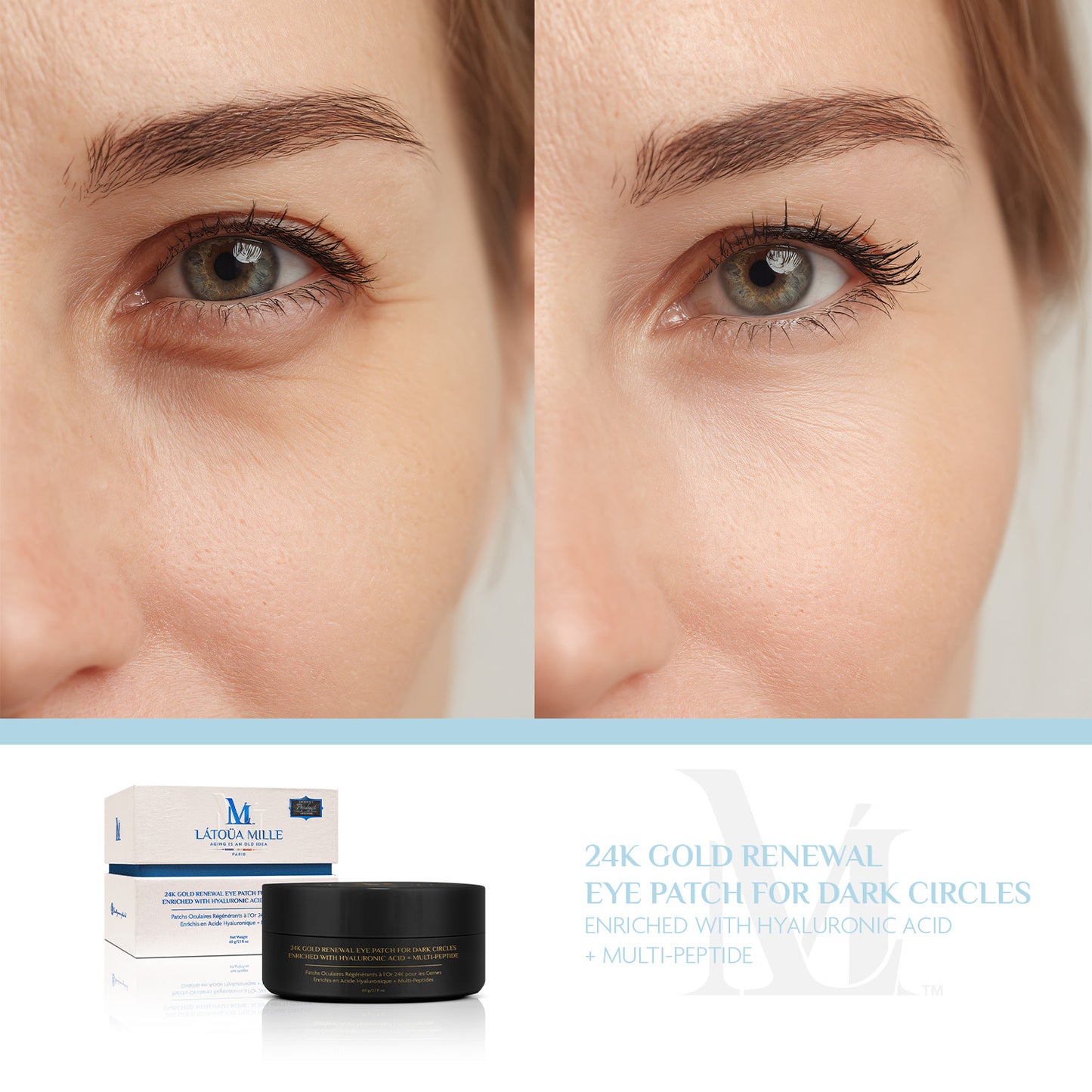 24K Gold Renewal Eye Patch for Dark Circles Enriched with Hyaluronic Acid + Multi-Peptide
