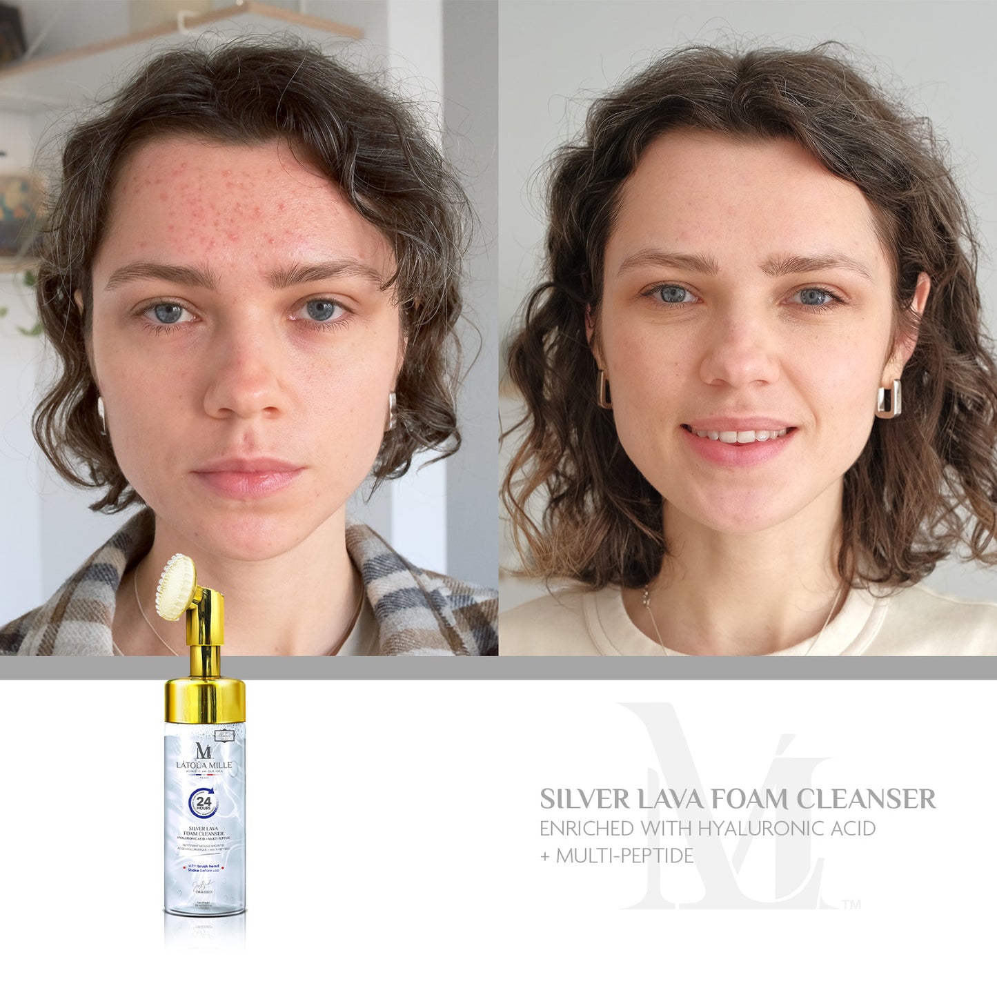 Silver Lava Foam Cleanser Hyaluronic Acid + Multi-Peptide (With Brush Head)