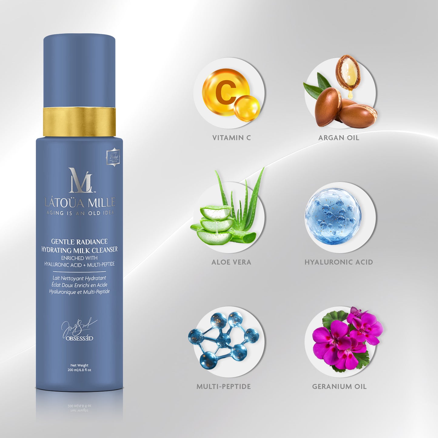 Gentle Radiance Hydrating Milk Cleanser  Enriched with Hyaluronic Acid + Multi-Peptide