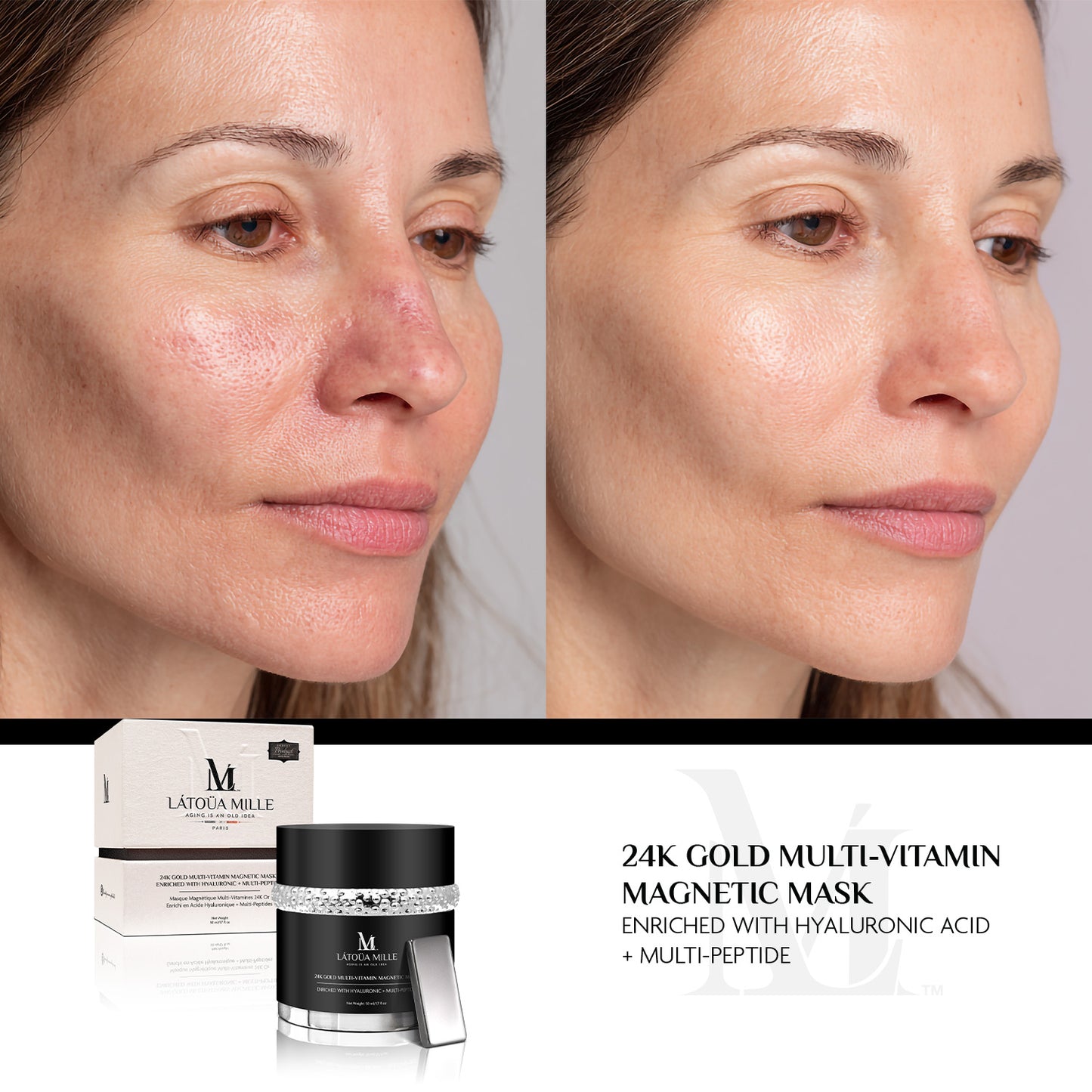 24K Gold Multi-Vitamin Magnetic Mask   Enriched With Hyaluronic + Multi-Peptide